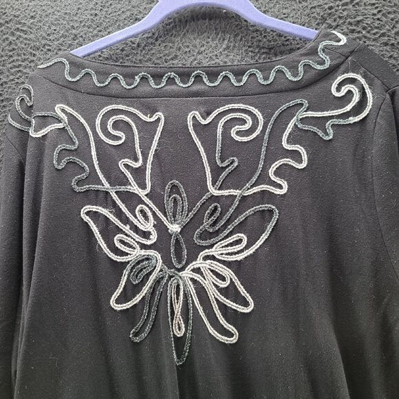 Objects D'Art Womens Blouse Black Size 3/4 Sleeve Pullover Metallic Design - Picture 12 of 12